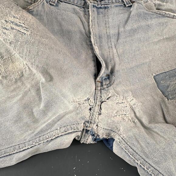 VTG Levis 505 Orange Tab Jeans Men 36x31 Upcycled Thrashed Skate 90's Distressed - Picture 3 of 10